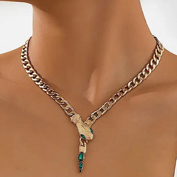 Stainless Steel Snake Choker Necklace Chain Link Gold Plated - Picture 5 of 5